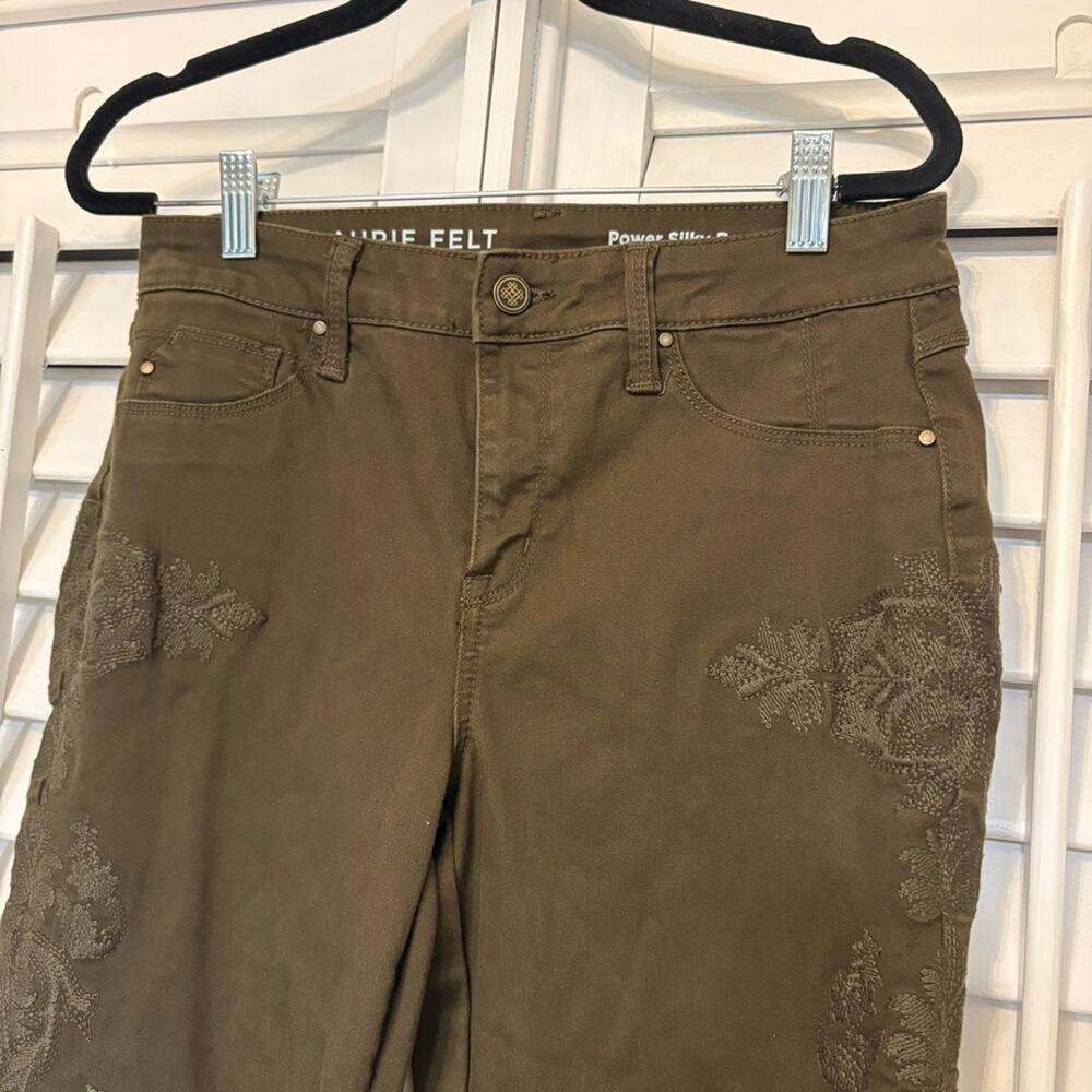 Laurie Felt Olive Green Power‎ Silky Bootcut Jeans Size Small